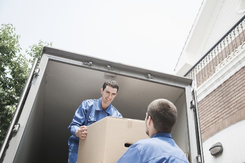 Packed household items prepared for a Brixton home move