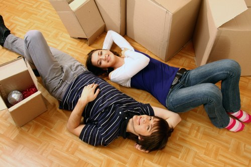 Packed boxes ready for transport during a Brixton student relocation